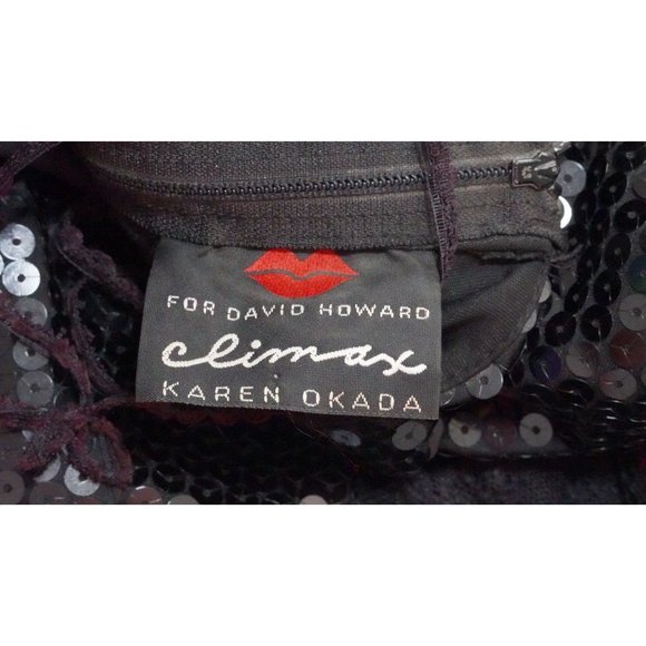 Vintage Climax Dress David Howard Karen Okada Cocktail Party Black Sequins Lace - Picture 9 of 13